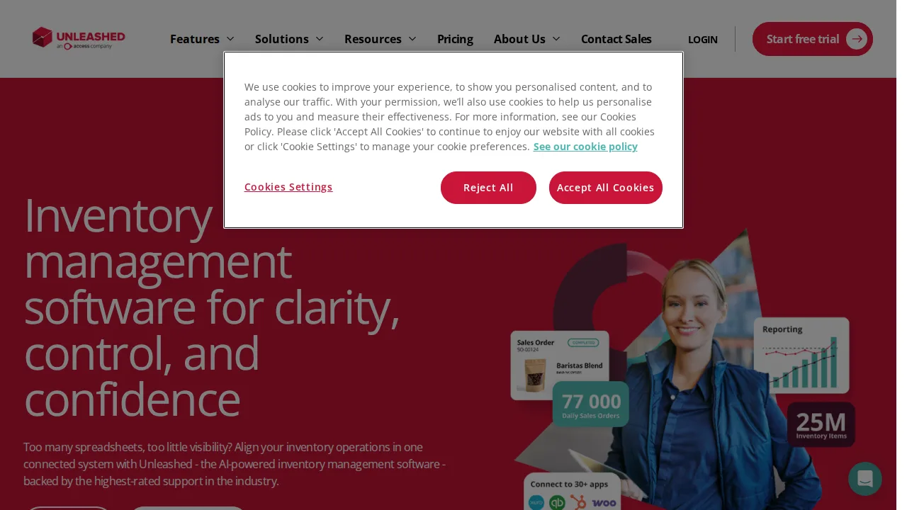 Unleashed Product interface (marketing site capture)