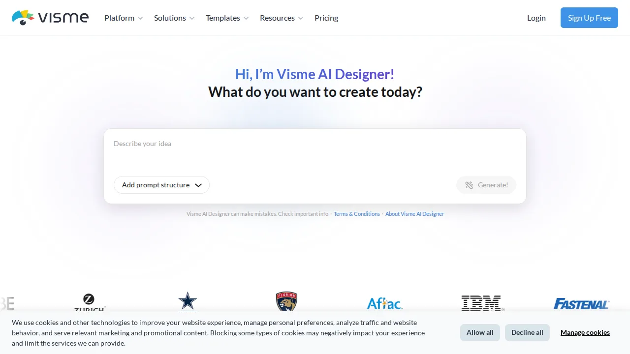 Visme Product interface (marketing site capture)