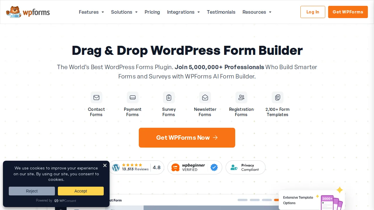 WPForms Product interface (marketing site capture)