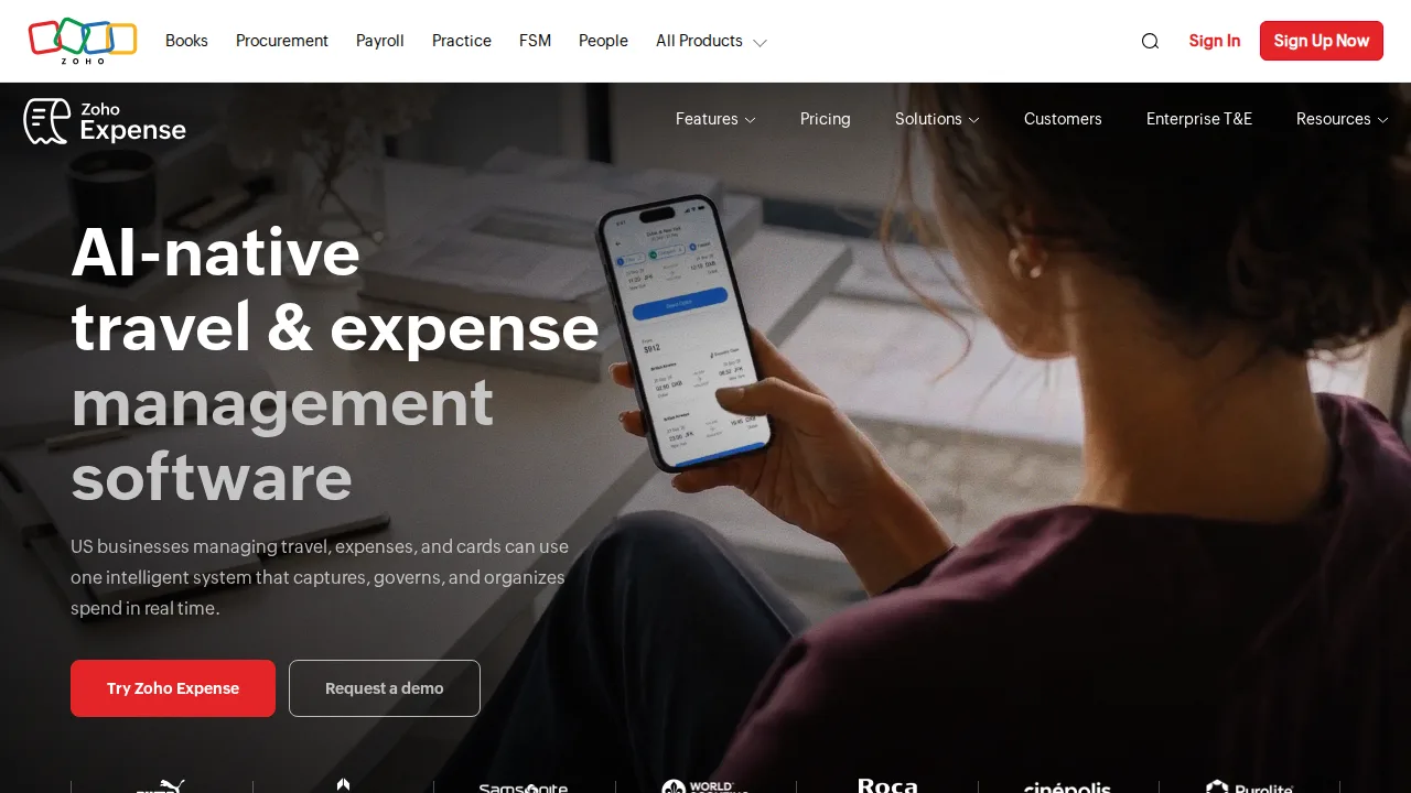 Zoho Expense Product interface (marketing site capture)