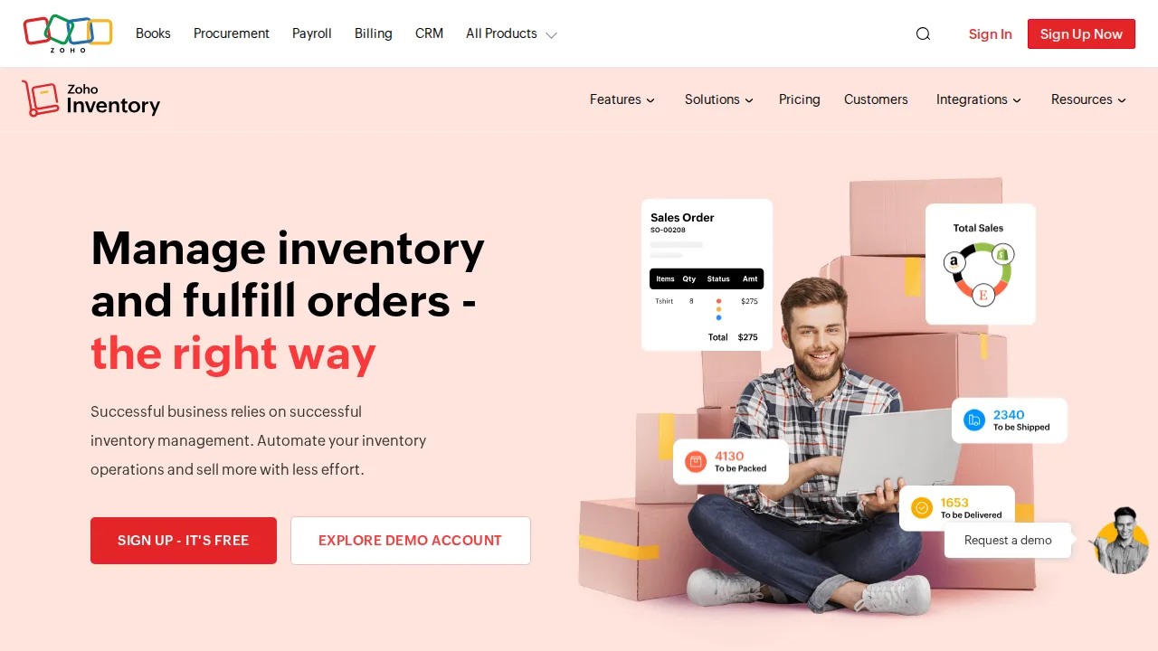 Zoho Inventory Product interface (marketing site capture)